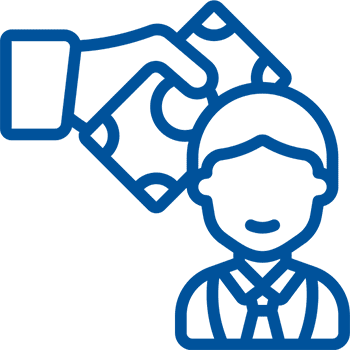 Hand giving money to a person icon, symbolizing payment or salary.