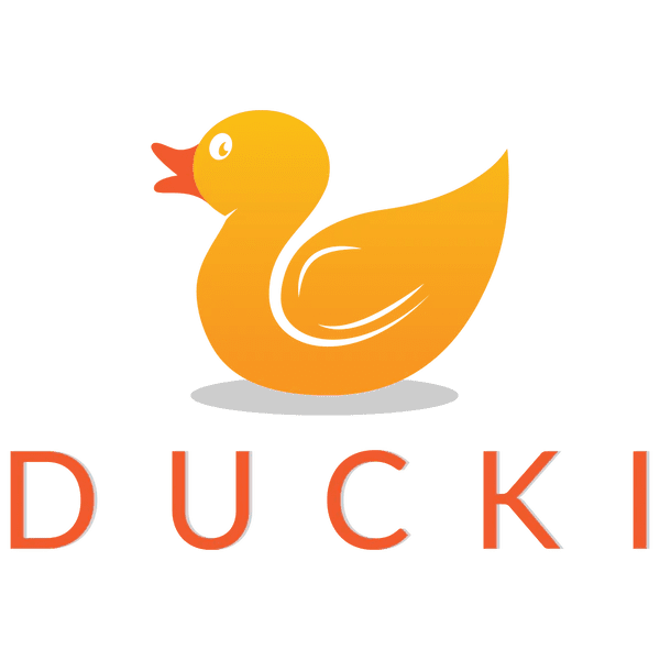 A stylized orange duck illustration above the word 'DUCKI'.