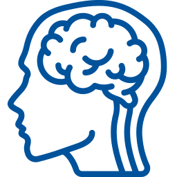 Blue icon resembling a stylized shield with a check mark.