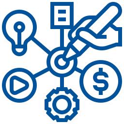 Illustration of interconnected digital marketing elements and analytics.